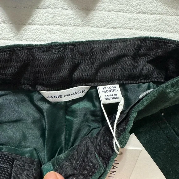 Janie and Jack Plaid Shirt, Blue Shorts, and Green Pants Set - Picture 5 of 7